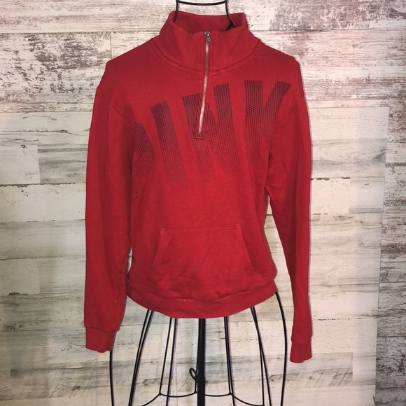 PINK Victoria's Secret Tops - PINK Victoria’s Secret quarter zip hoodie XS red hoodie PINK VS QUARTER zip​​​